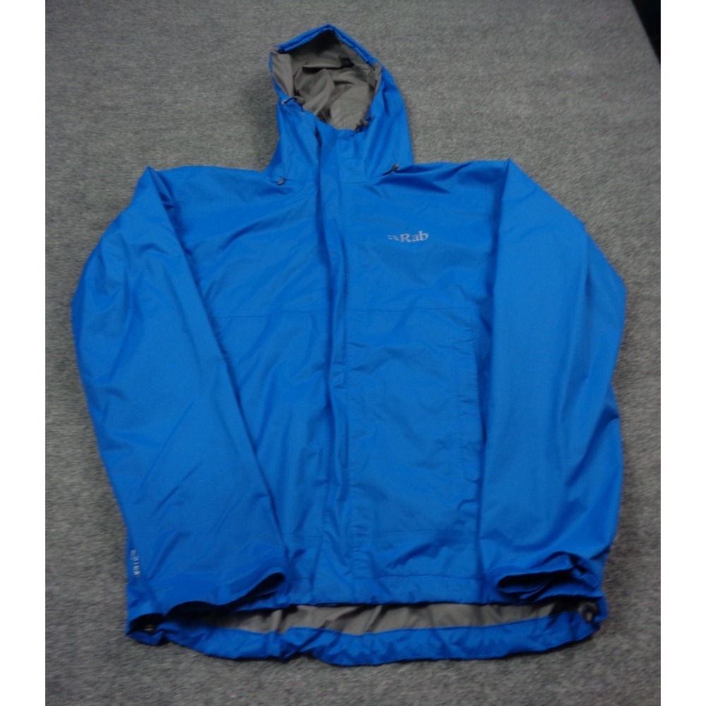 Rab Downpour Waterproof Jacket Mens M Blue Pertex Shield Packable Rain Coat